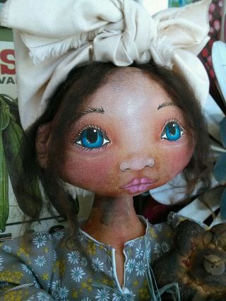 Primitive Folk Art Doll 18 Inches Hand Painted Country Girl