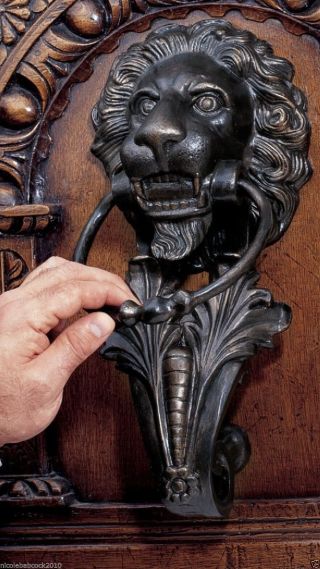 18th Century Italian Cast Iron Door Knocker Antique Lion Head Florentine Style 2