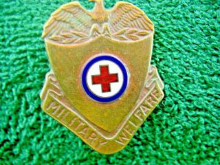 Red Cross Us World War 2 Lapel Pin Enamel Eagle Military Welfare Antique
