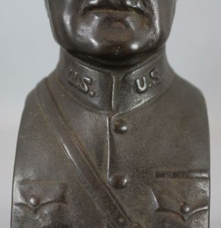 Antique 1919 Cast Iron Bust WWI General Black Jack Pershing US ARMY Still Bank 5