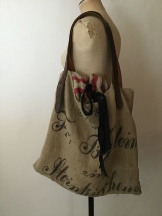 Antique 1800’s German Hemp Grain Sack Reworked Bag Magnolia Pearl