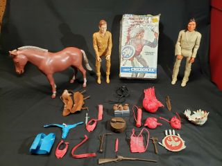 Vintage Johnny West Adventure Box Chief Cherokee With Johnny West And Pony Look