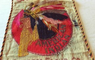 SILK EMBROIDERED SPERRY MILLS FLOUR SACK AMERICAN INDIAN CHIEF 1914 Rich COLORS 12