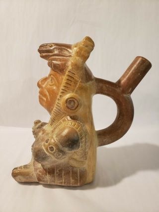 Pre Columbian Moche Peru Pottery,  Figural Vessel with Stirrup Spout 9 