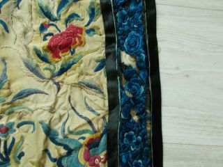 CHINESE ANTIQUE HAND EMBROIDERED SILK BANNER SOME DAMAGE BUT WONDERFUL COLOURS 11