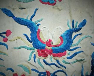 CHINESE ANTIQUE HAND EMBROIDERED SILK BANNER SOME DAMAGE BUT WONDERFUL COLOURS 5