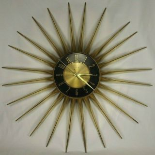 Vintage Starburst Wall Clock Elgin Atomic Sunburst Retro Mid Century 1960s