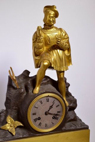 Antique 19th Century Neo - Renaissance Gilt Bronze Clock : Poet