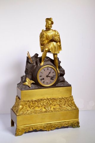 Antique 19th Century Neo - Renaissance Gilt Bronze Clock : POET 2