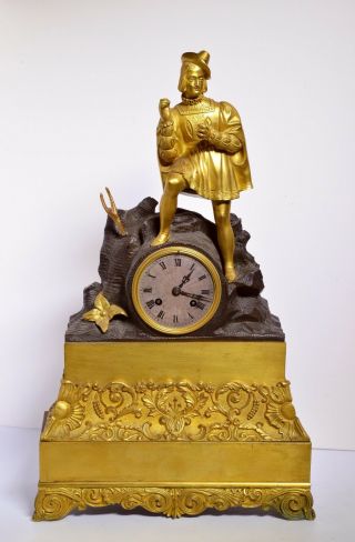 Antique 19th Century Neo - Renaissance Gilt Bronze Clock : POET 3