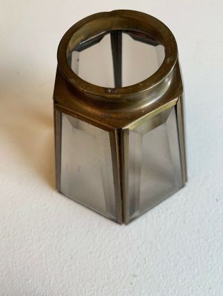 Vintage Smoked Glass Hexagon Beveled Light Shades Mid Century Modern Brass 9