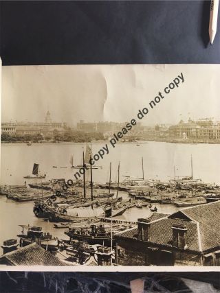 Early Large Panoramic Photograph Shanghai Harbour China Chinese Photo 146cmX20cm 6