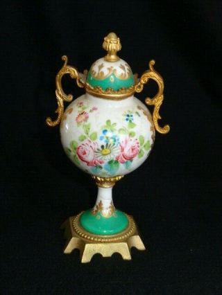 Antique Sevres French Porcelain Artist Signed Portrait Miniature Bolted Urn 3