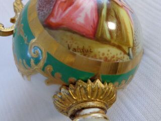 Antique Sevres French Porcelain Artist Signed Portrait Miniature Bolted Urn 6