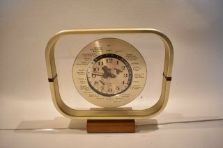 Vintage Gold Tone Gruen World Time Clock - Ham Cb Radio - Red Plane Us