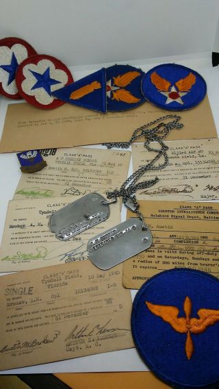 Vintage WW2 Air Corps ID Cards Dog Tag Grouping 2