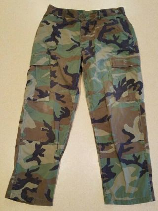 Vintage Camouflage Army Bdu Camo Cargo Utility Pants Medium - Short