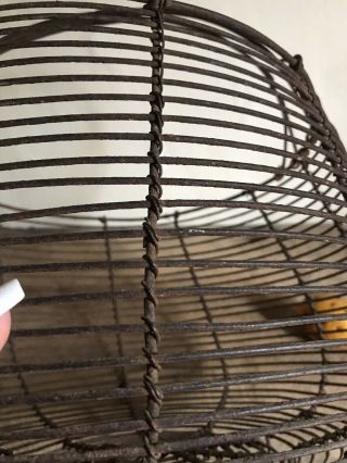 RARE HUGE Early Antique Handmade Metal Wire Footed Egg Basket Patina AAFA 3