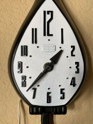 Vintage Spartus Cat Clock Black White Mid Century Kitchen Electric 1960s 8