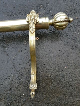 Huge Antique Cast Brass Curtain Pole Rail C1920 Old Vintage Ornate 2 " X 96 "