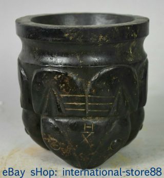 5.  2 " China Hongshan Culture Old Jade Dynasty Carving Oracle Tank Jug Jar S41