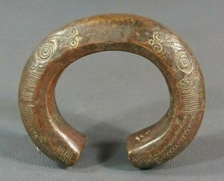 19c.  Tribal African Mauritania Bronze Cuff Bangle Ankle Bracelet Currency 513gram