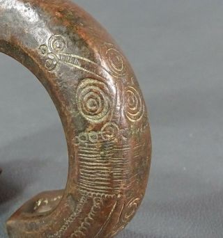 19c.  Tribal African Mauritania Bronze Cuff Bangle Ankle Bracelet Currency 513Gram 3