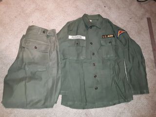 U.  S.  Army 7th Army Sateen Green Uniform Og - 107 Post Wwii Korean War Era