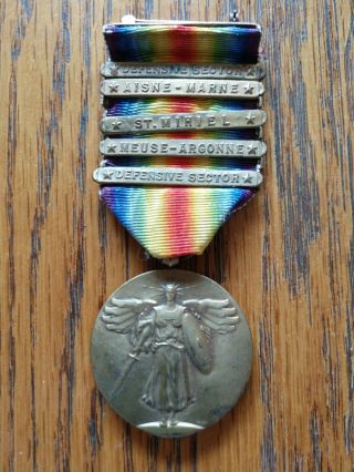 Ww1 Victory Medal Great War Marne St.  Mihiel Meuse Argonne Defensive Sector Rare