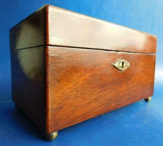 Fine English Edwardian Era Solid Rosewood Tea Caddy Box C1905