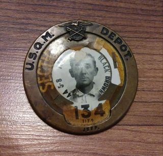 Rare Antique Ww2 U.  S.  Q.  M Depot Photo Badge Quartermaster Pin Whitehead Hoag Co