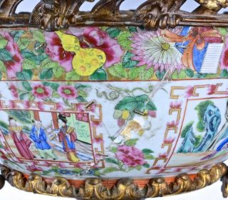 LARGE 18THC CHINESE QIANLONG FAMILLE RSOE GOLD GILT BRONZE MOUNTED PUNCH BOWL 10