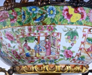 LARGE 18THC CHINESE QIANLONG FAMILLE RSOE GOLD GILT BRONZE MOUNTED PUNCH BOWL 11