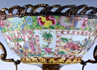 LARGE 18THC CHINESE QIANLONG FAMILLE RSOE GOLD GILT BRONZE MOUNTED PUNCH BOWL 8