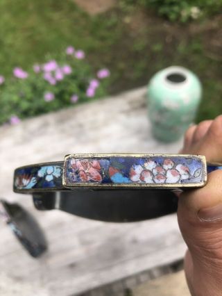 CHINESE QING DYNASTY 19TH CENTURY CLOISONNE STIRRUPS DECORATED WITH FLOWERS 8