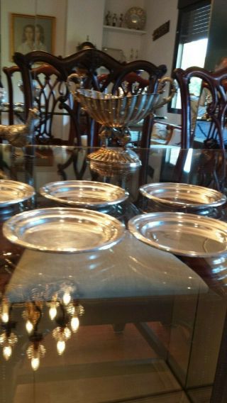 1555g STERLING SILVER NOBILIARY SHALLOW BREAD OR DESSERT DISHES SET12 ITEMS 2