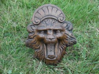 GOTHIC OAK CARVED LION HEAD WITH SCROLLED CROWN 9