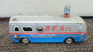 Vintage Friction Tin Bus Rca Tv Television Telecast Station News Service Car