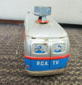 VINTAGE FRICTION TIN BUS RCA TV TELEVISION TELECAST STATION NEWS SERVICE CAR 3