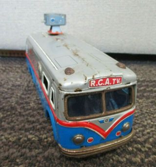 VINTAGE FRICTION TIN BUS RCA TV TELEVISION TELECAST STATION NEWS SERVICE CAR 5