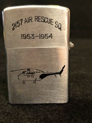 Vtg 2157 Air Rescue Squadron US Army Helicopter Penguin Flip Lighter Korean War 4
