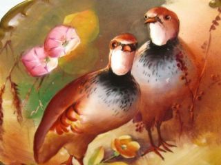 ANTIQUE LIMOGES HAND PAINTED GAME BIRD CHARGER PLATE GOLD Artist SIGNED 3