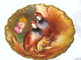 ANTIQUE LIMOGES HAND PAINTED GAME BIRD CHARGER PLATE GOLD Artist SIGNED 4