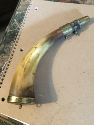 Rare Brass End Powder Horn With Powder Measure Early 19th Century British 1790 -