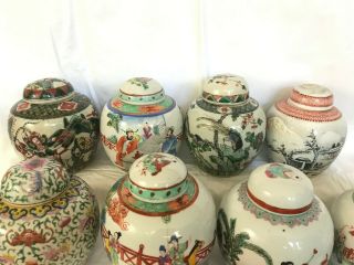 1 - A selection of 22 Chinese ginger tea jars famille rose/verte 19th/20thc 2