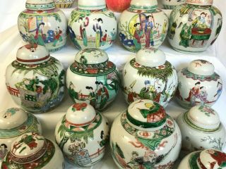 1 - A selection of 22 Chinese ginger tea jars famille rose/verte 19th/20thc 5