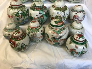 1 - A selection of 22 Chinese ginger tea jars famille rose/verte 19th/20thc 6