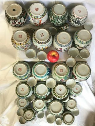 1 - A selection of 22 Chinese ginger tea jars famille rose/verte 19th/20thc 9