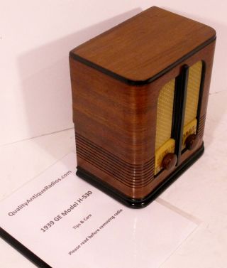 Old Antique Wood GE Vintage Tube Radio - Restored & Mini Tombstone 3