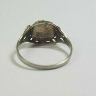 Vintage 10k White Gold Mason Ring Size 7 3